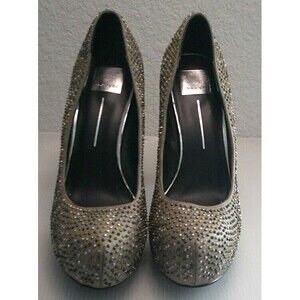 Dolce Vita Brenna Mixed Metal Studded Taupe Leather Platform Pump Heel Size 10M